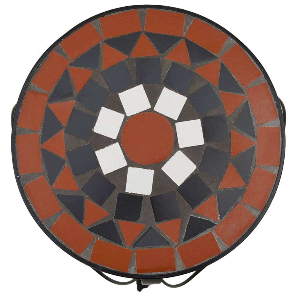 Set de 3 Porte-pots Ronds en Céramique Mosaïque pour Décoration Jardin Extérieur Terre Cuite et Blanc – ComfortXL Outdoor Living - Imagen 5