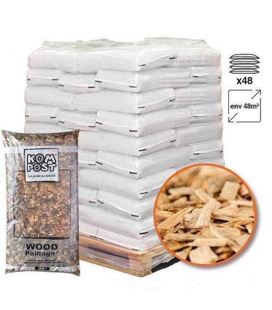 Paillage biodégradable plaquettes forestières bois 48 sacs de 50l pour 48m2 - Image 1