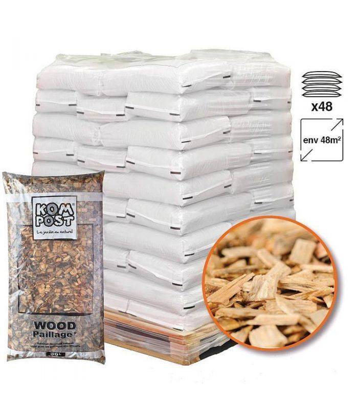 Paillage biodégradable plaquettes forestières bois 48 sacs de 50l pour 48m2 - Image 1
