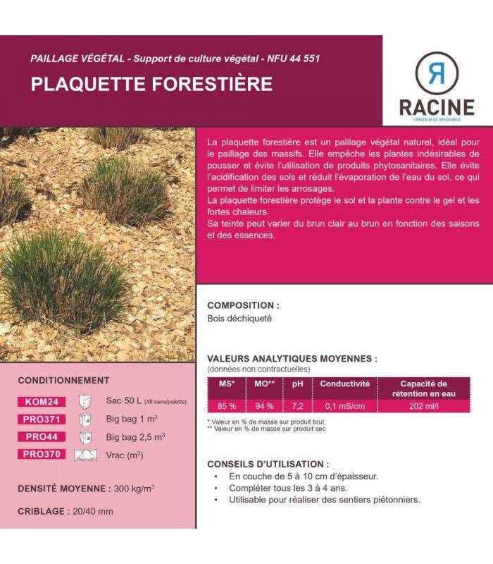 Paillage biodégradable plaquettes forestières bois 48 sacs de 50l pour 48m2 - Image 6