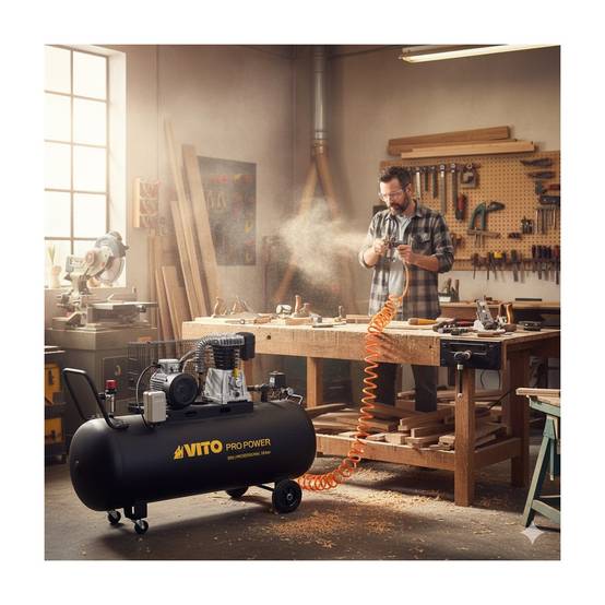 Compresseur d'air 300L Courroie 10 Bar 4000W 5.5CV 500L/min 380V VITO - Imagen 7