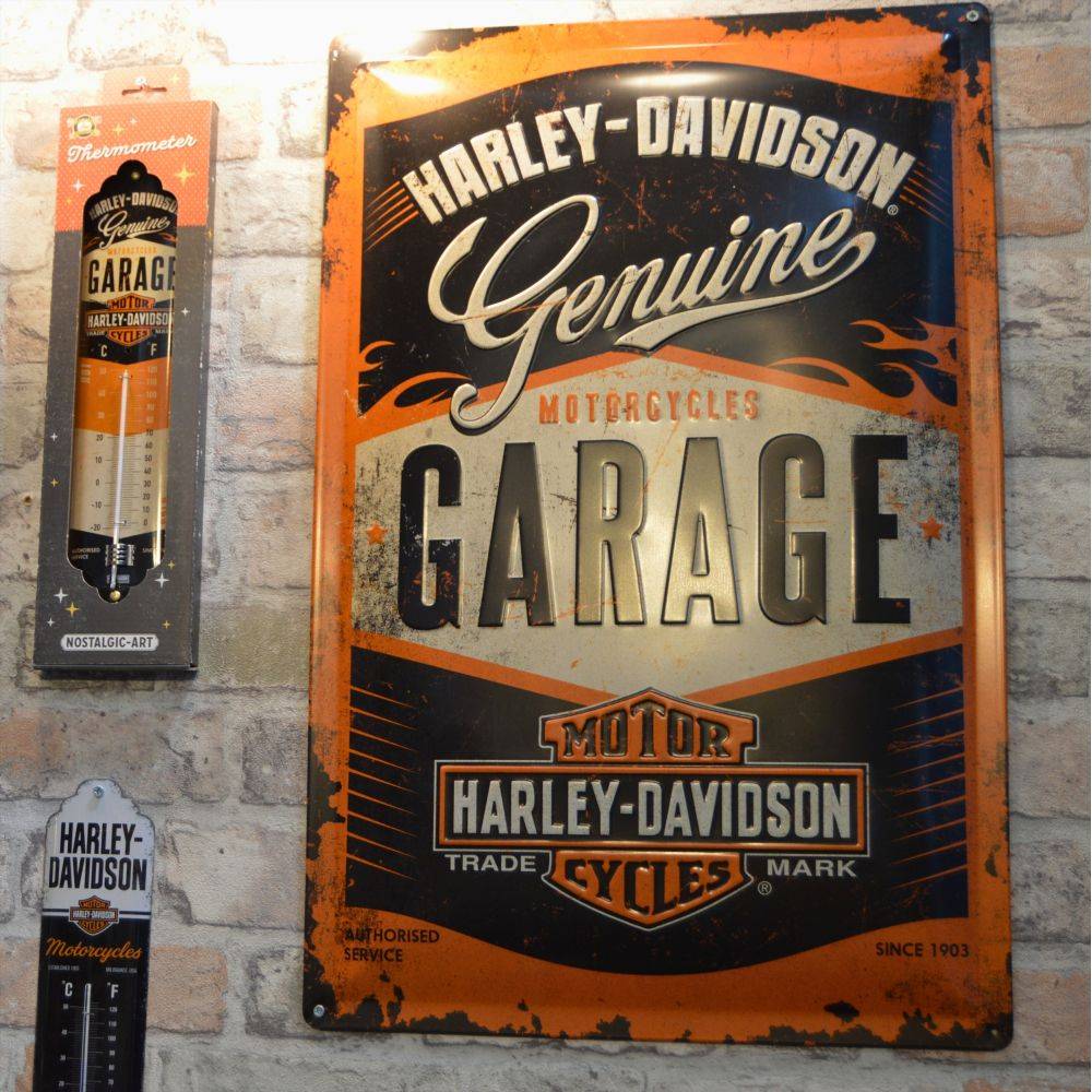 Nostalgic Art - Thermomètre en métal Pub 28 x 6.5 cm Harley Davidson Garage - Imagen 2