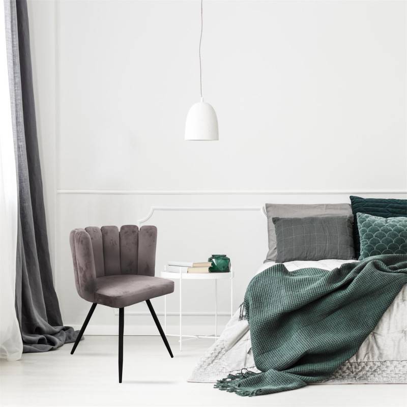 The Home Deco Factory - Chaise Ariel velours gris - Image 3