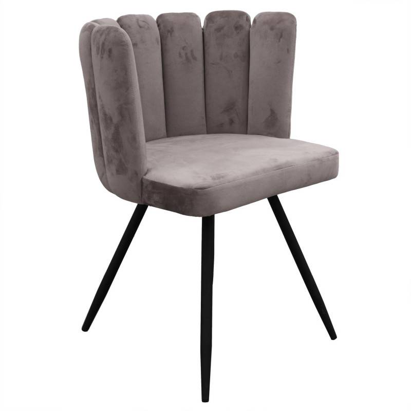 The Home Deco Factory - Chaise Ariel velours gris - Image 1