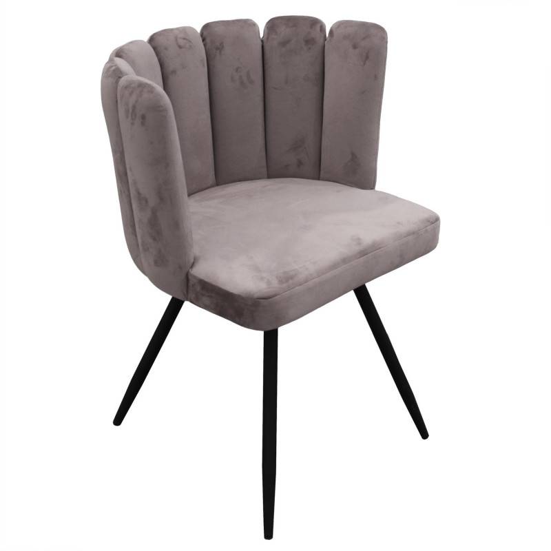 The Home Deco Factory - Chaise Ariel velours gris - Image 2