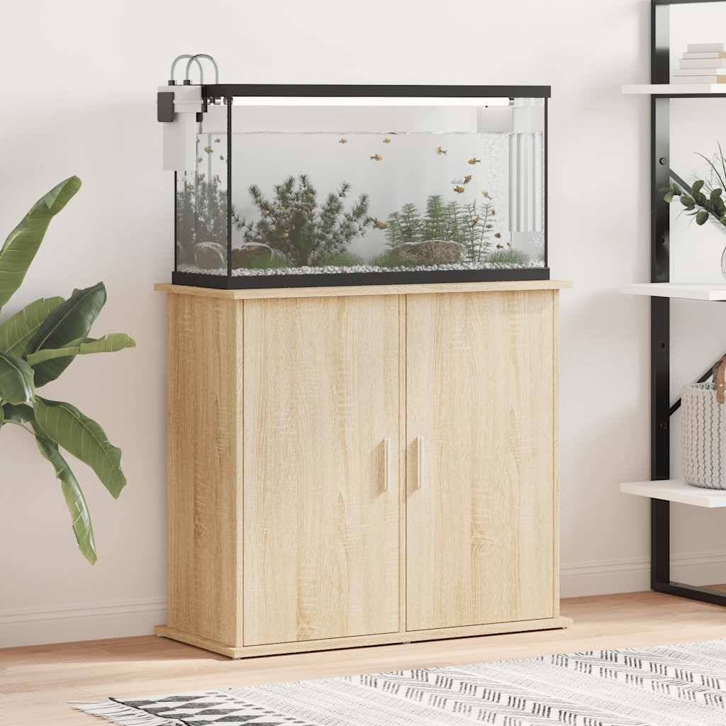 Meuble Aquarium Compact Rangement Fermé Bois d'ingénierie Chêne Sonoma 81 cm - ComfortXL Outdoor Living - Image 1