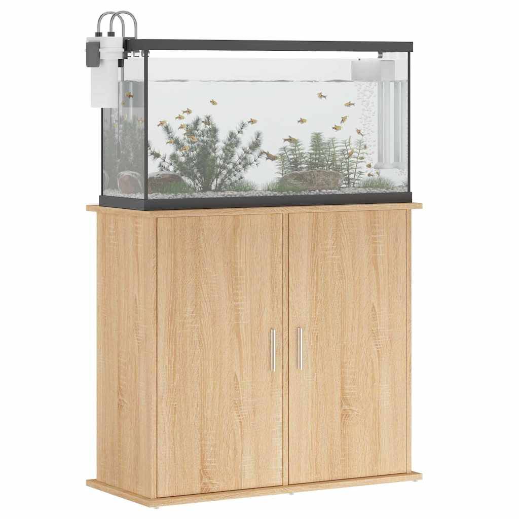 Meuble Aquarium Compact Rangement Fermé Bois d'ingénierie Chêne Sonoma 81 cm - ComfortXL Outdoor Living - Image 3