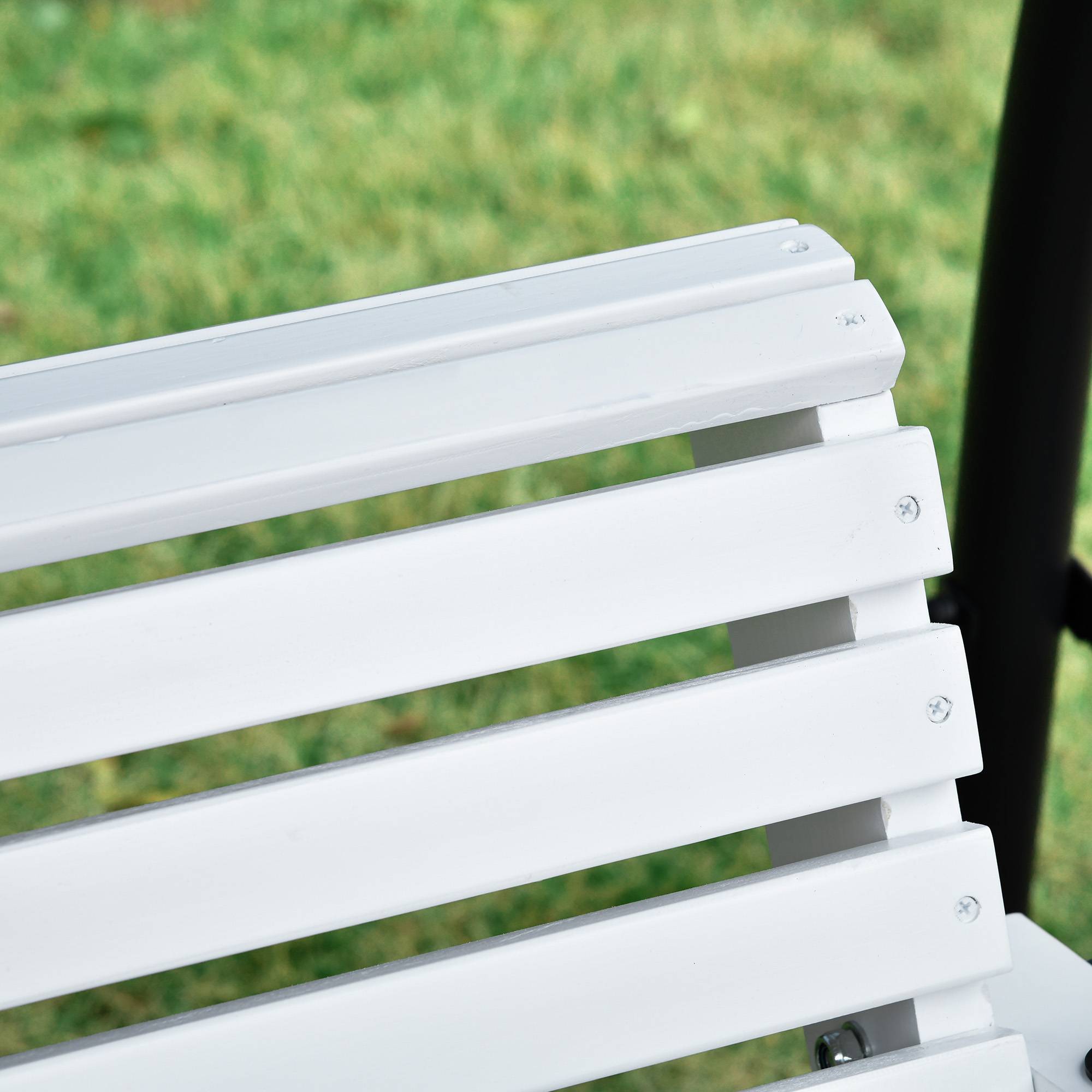 Balancelle suspendue bois massif jardin extérieur table centrale 150x75x53cm blanc - ComfortXL Outdoor Living - Image 10