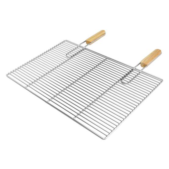 Grille barbecue inox rectangulaire 60x40 cm avec poignées amovibles robuste et antirouille adaptée aux cheminées barbecues, foyers et braseros BBQ - Image 2