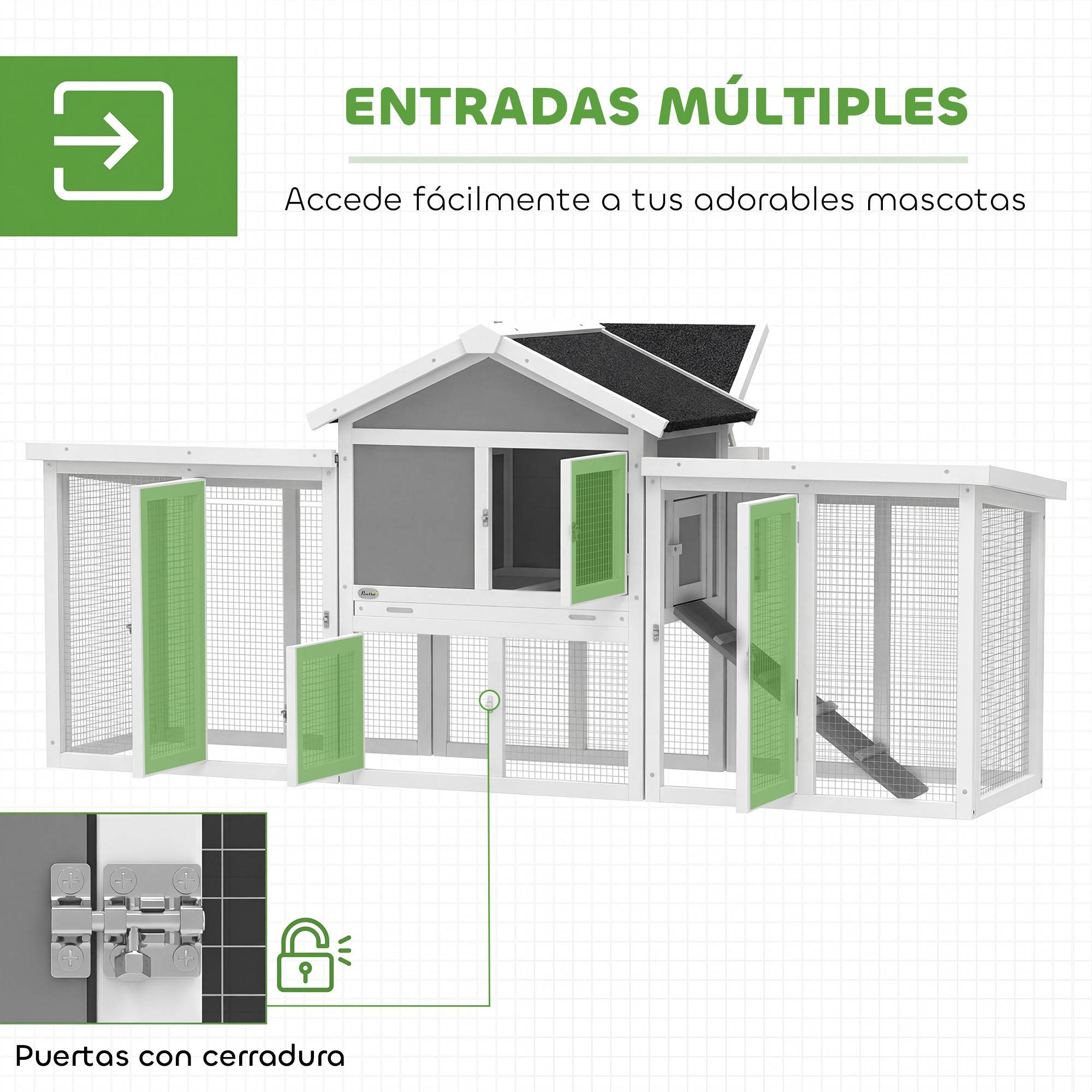 Poulailler bois extérieur multiniveau pondoir perchoir 204x85x93cm gris - ComfortXL Outdoor Living - Image 7