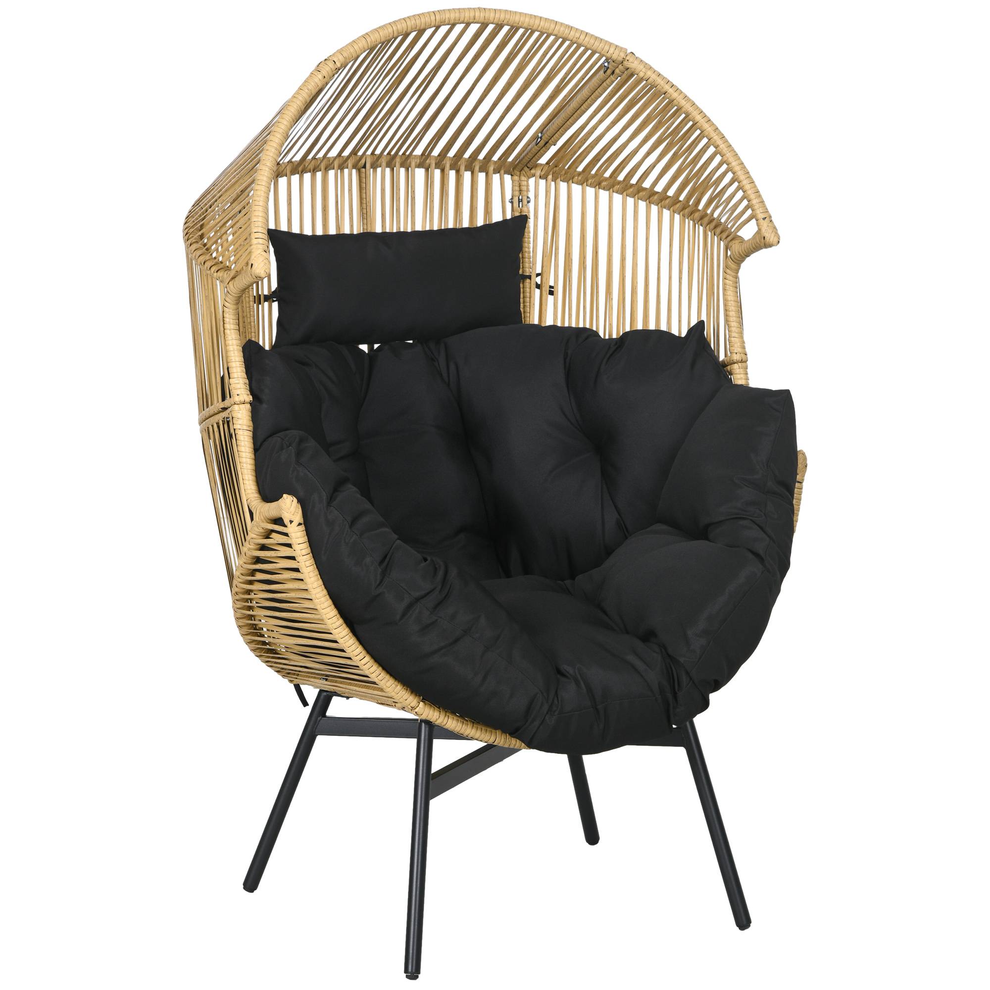 Fauteuil de jardin résine tressée naturel et noir 89 x 75 x 143 cm - PANGIVO - Image 1