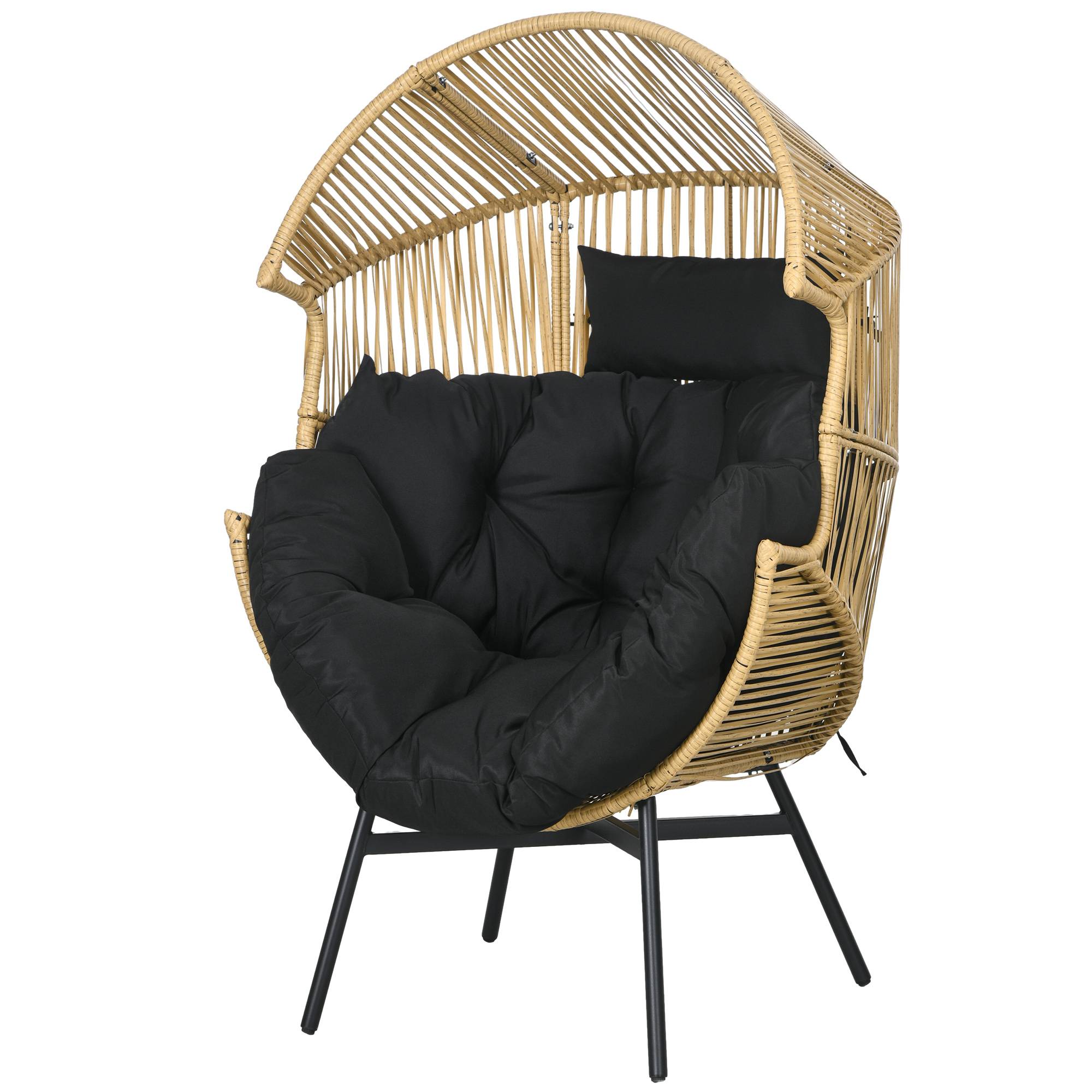 Fauteuil de jardin résine tressée naturel et noir 89 x 75 x 143 cm - PANGIVO - Image 2