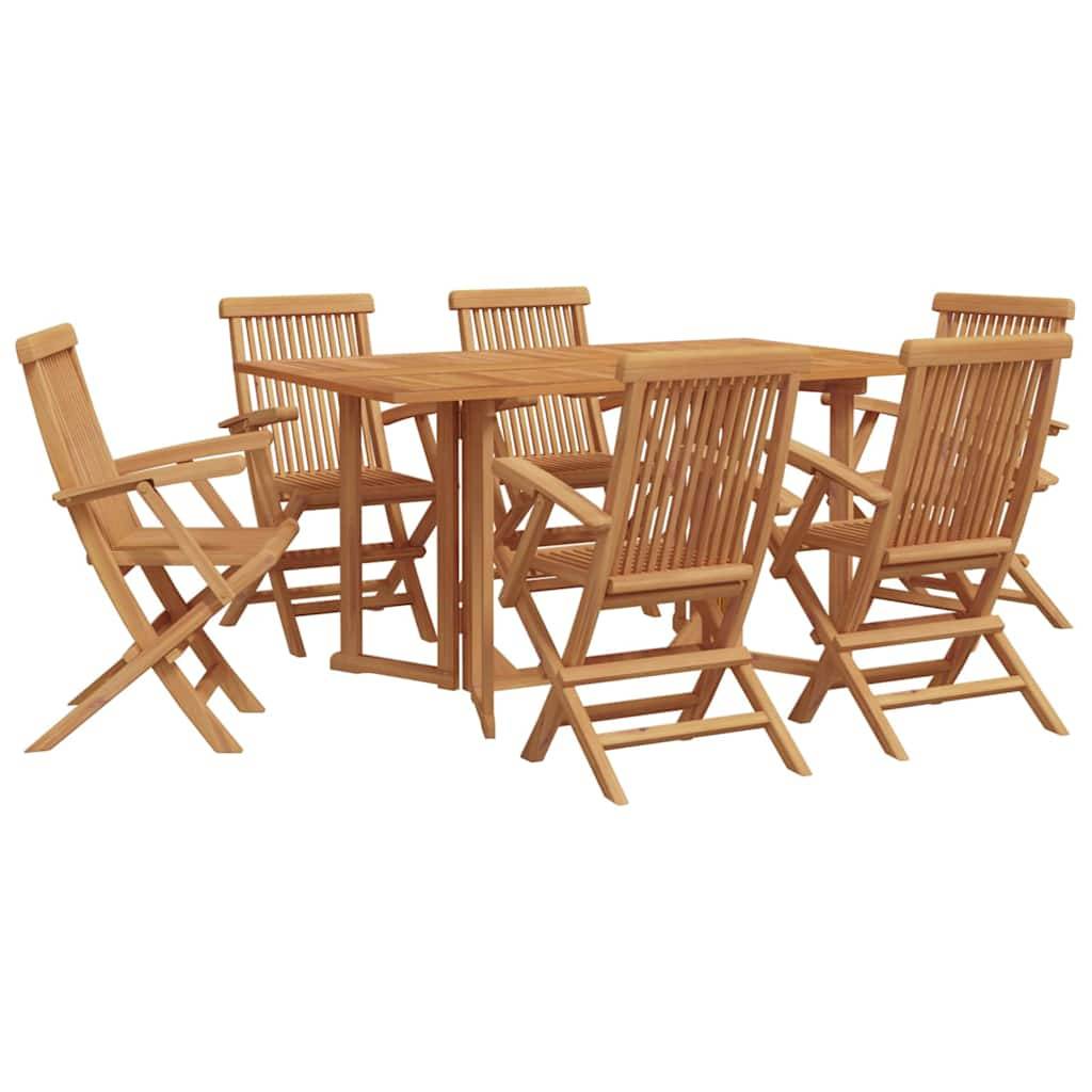 Ensemble de jardin 7 pièces teck massif marron 150 x 90 x 75 cm - PANGIVO - Image 2