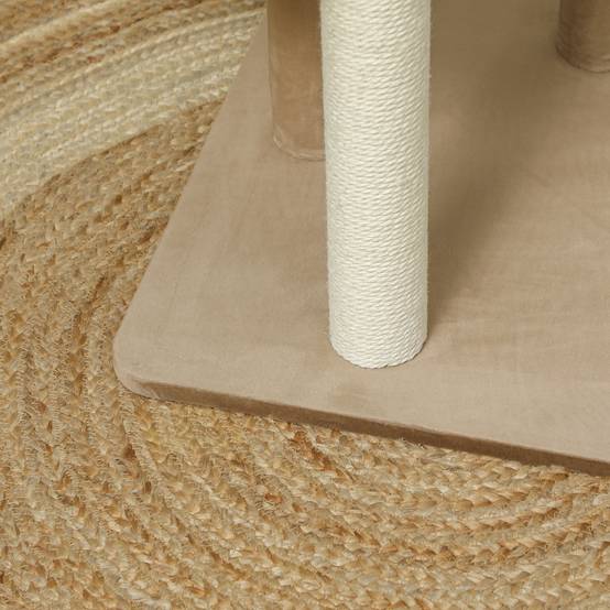Arbre à chat bois peluche pour grand chat plateformes de repos 86cm marron - ComfortXL Outdoor Living - Image 10