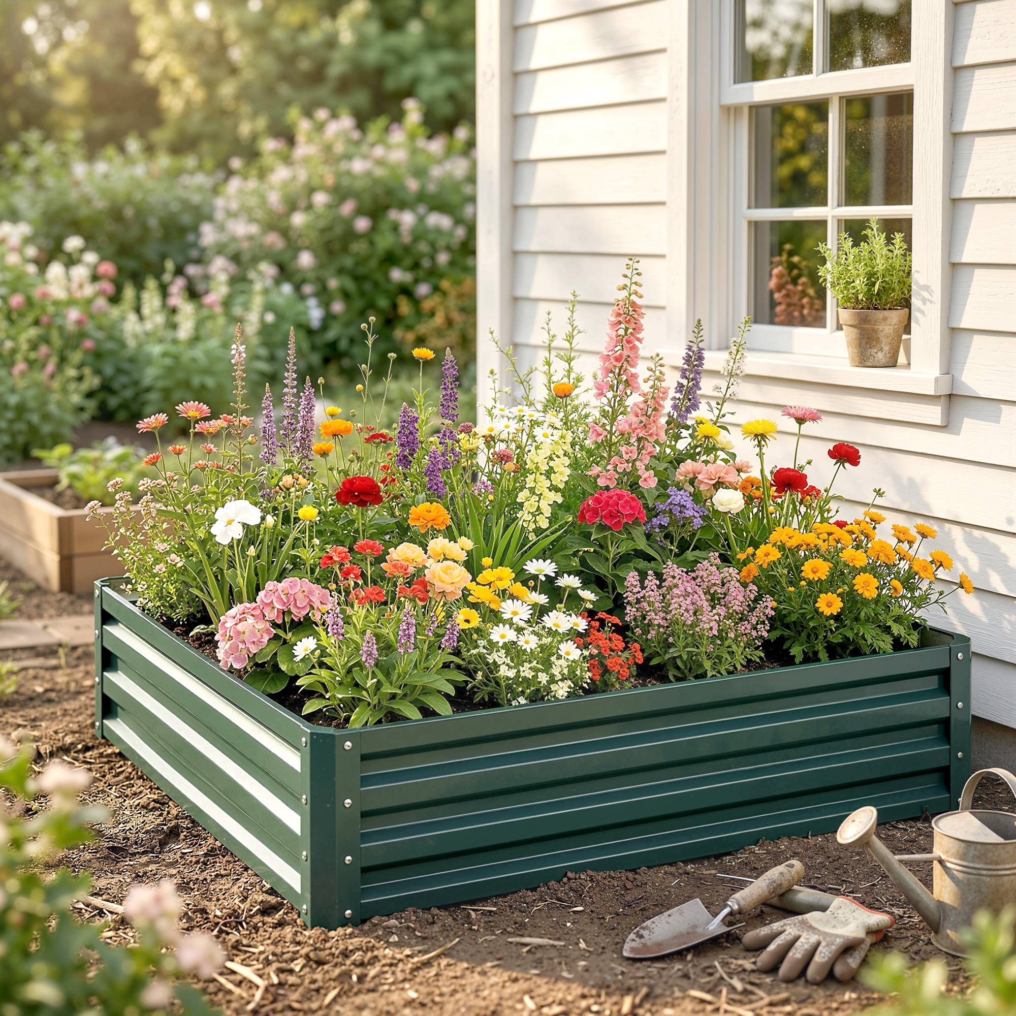PANGIVO - Carré potager acier galvanisé vert foncé 120 x 120 x 30 cm - PANGIVO - Image 10