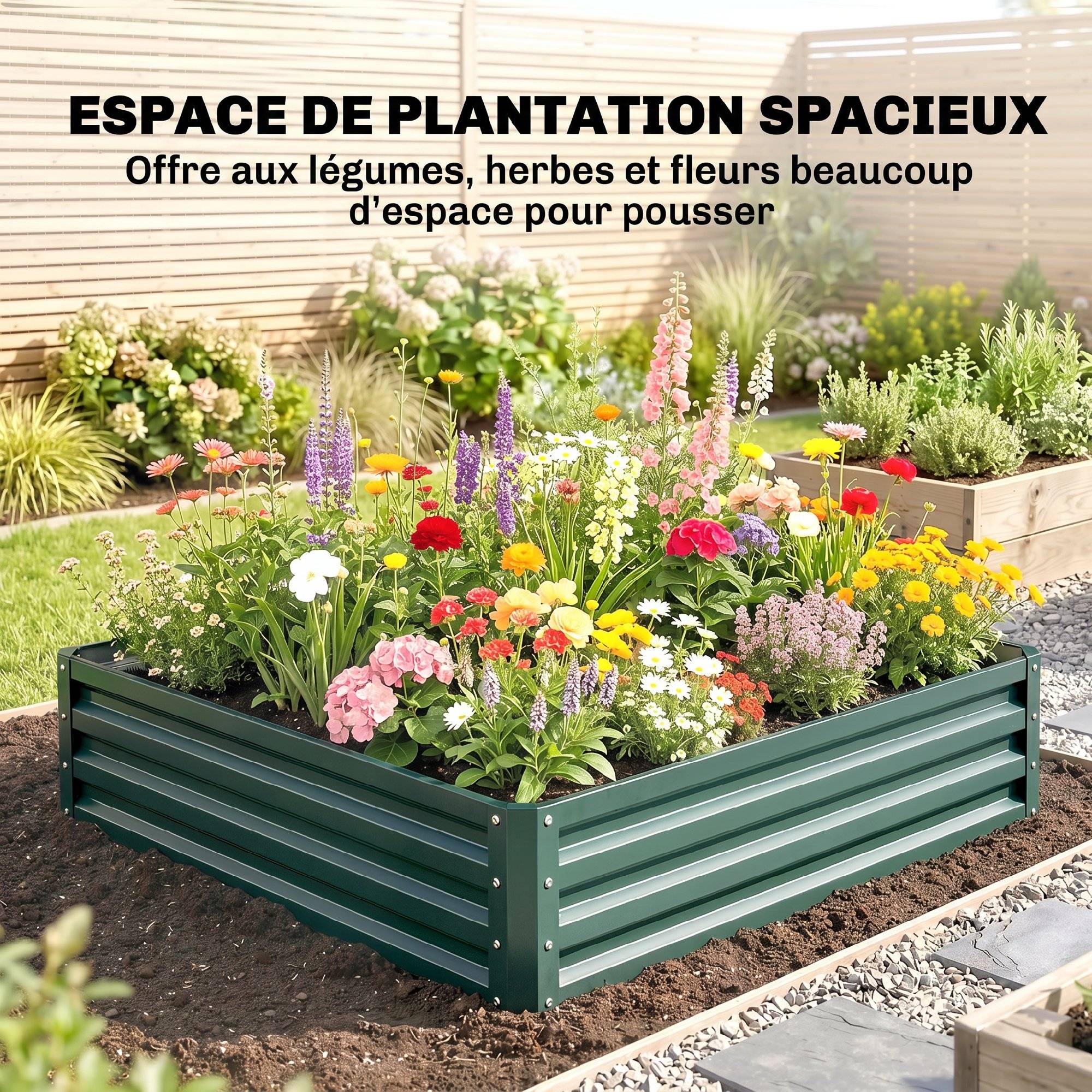 PANGIVO - Carré potager acier galvanisé vert foncé 120 x 120 x 30 cm - PANGIVO - Image 6