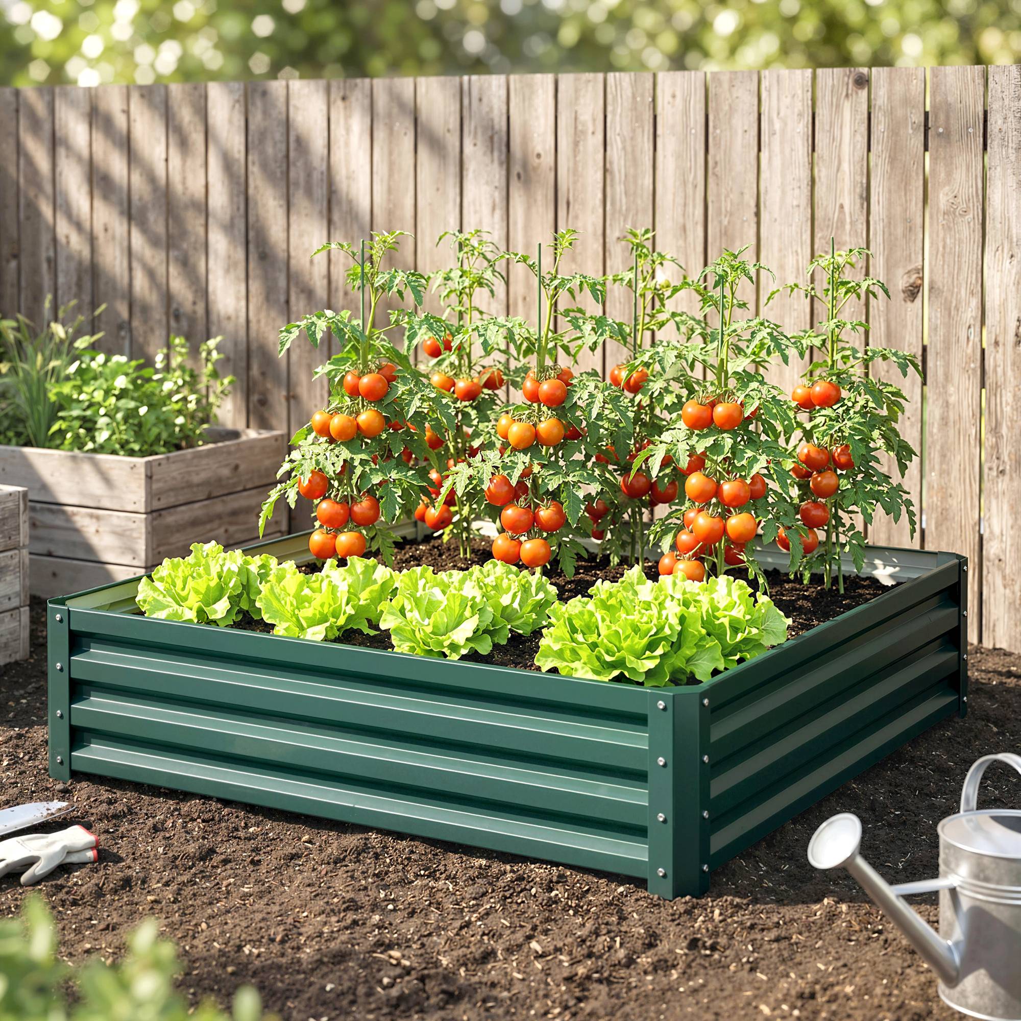 PANGIVO - Carré potager acier galvanisé vert foncé 120 x 120 x 30 cm - PANGIVO - Image 9