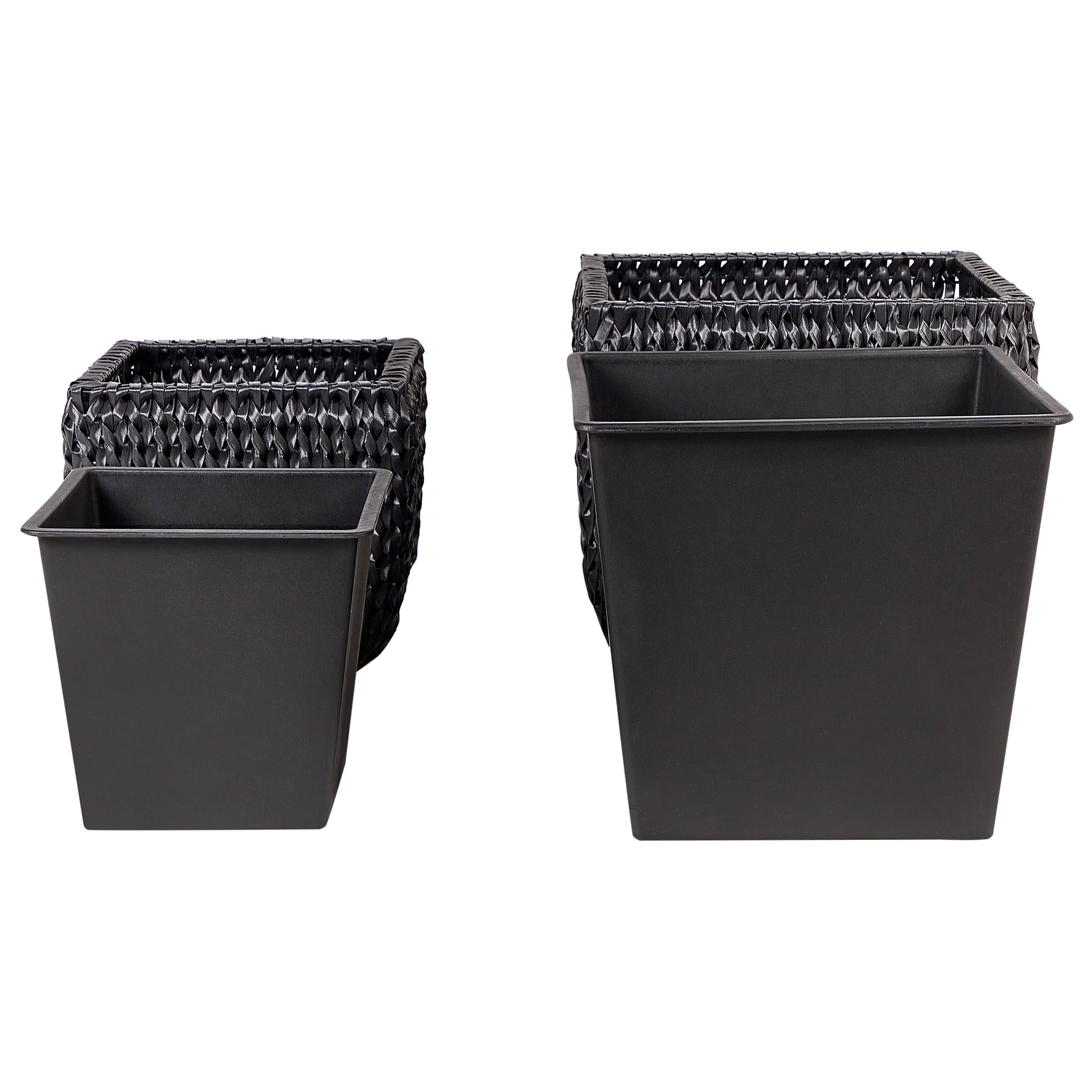 Beliani - Cache-pot d'extérieur Polyrotin Noir BERBERIS - Beliani - Imagen 6