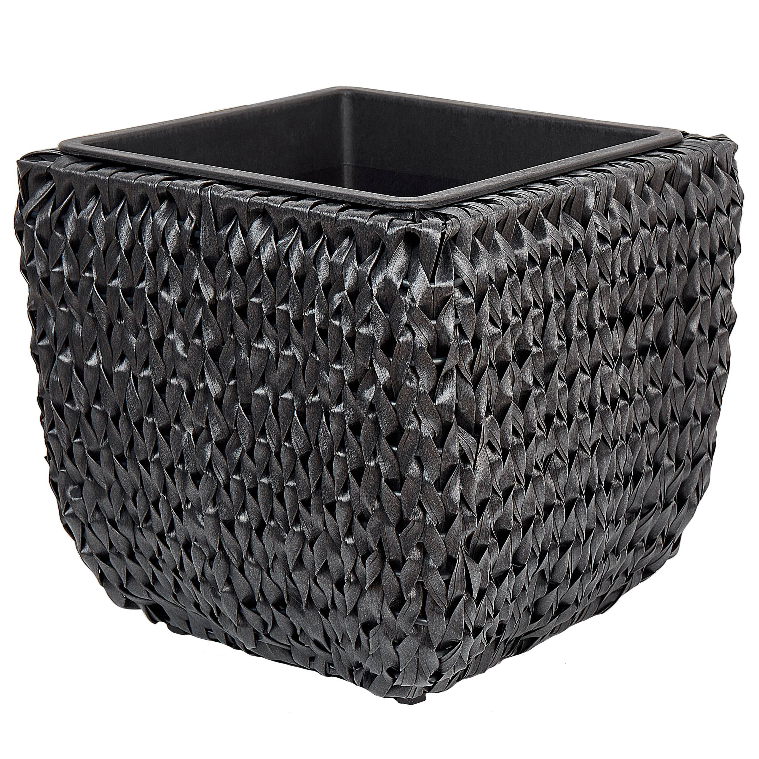 Beliani - Cache-pot d'extérieur Polyrotin Noir BERBERIS - Beliani - Imagen 5