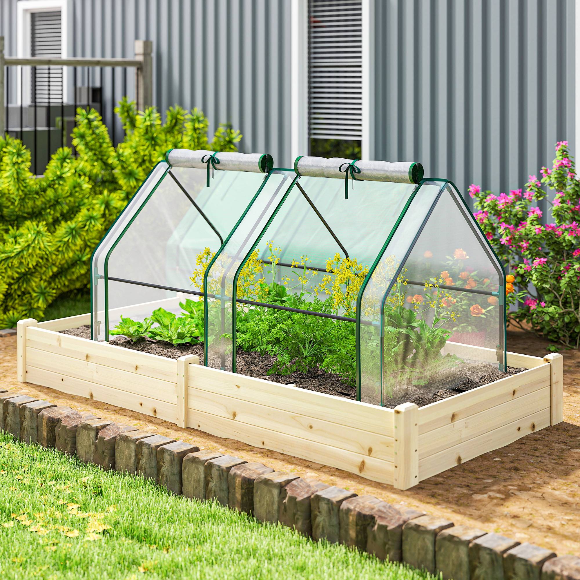Serre portable acier PVC pour semis potager portes enroulables 180x90x90cm transparent - ComfortXL Outdoor Living - Image 10
