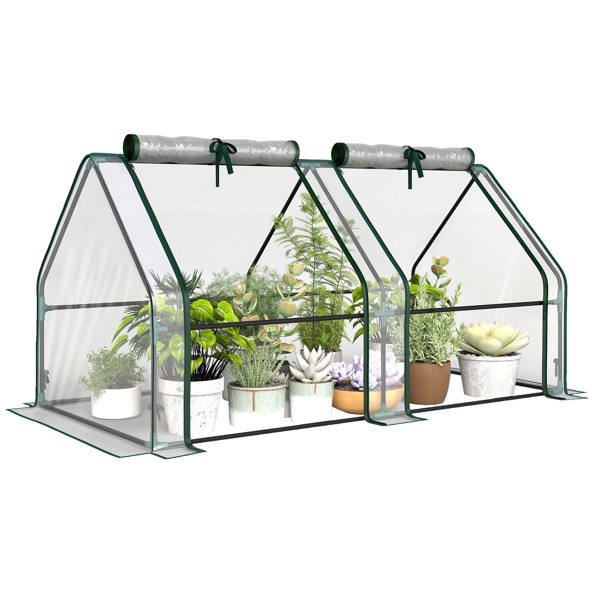Serre portable acier PVC pour semis potager portes enroulables 180x90x90cm transparent - ComfortXL Outdoor Living - Image 1