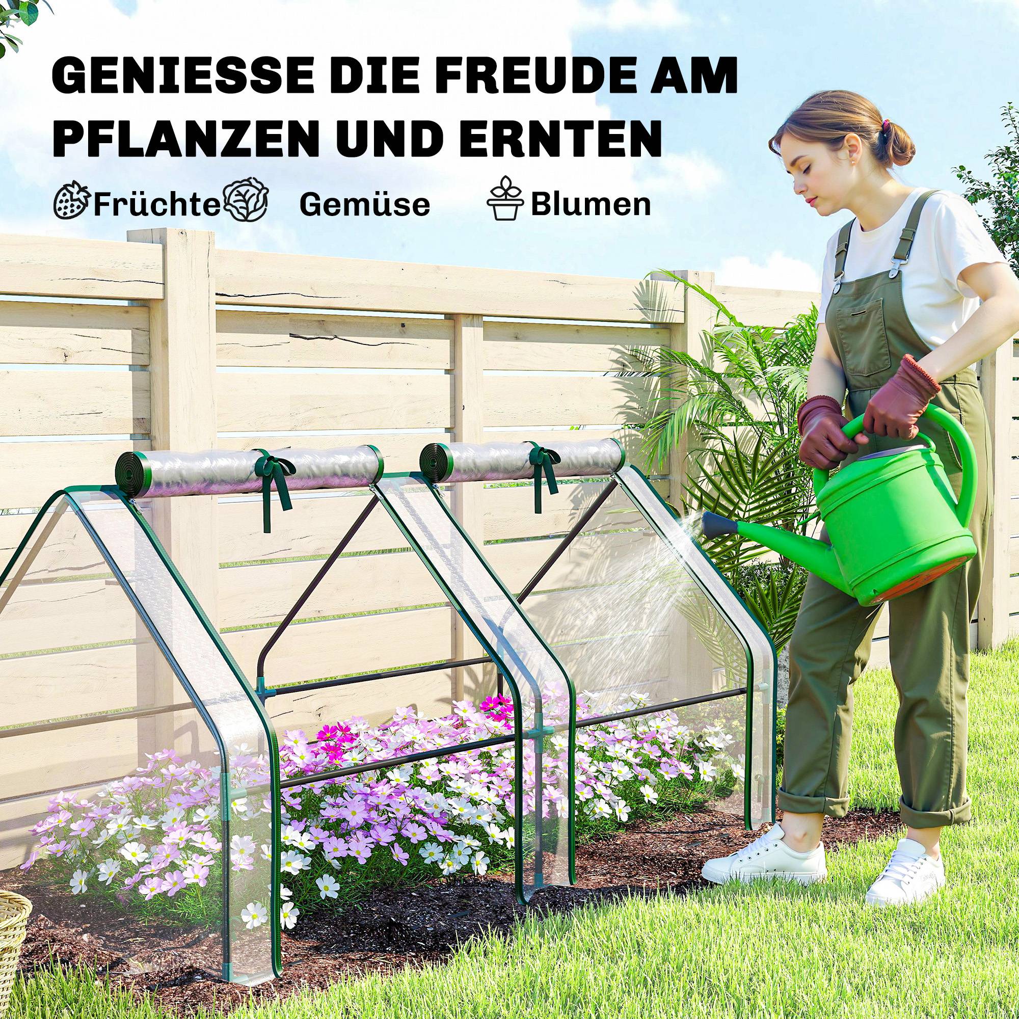 Serre portable acier PVC pour semis potager portes enroulables 180x90x90cm transparent - ComfortXL Outdoor Living - Image 8