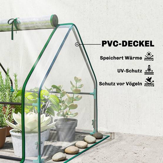 Serre portable acier PVC pour semis potager portes enroulables 180x90x90cm transparent - ComfortXL Outdoor Living - Image 6