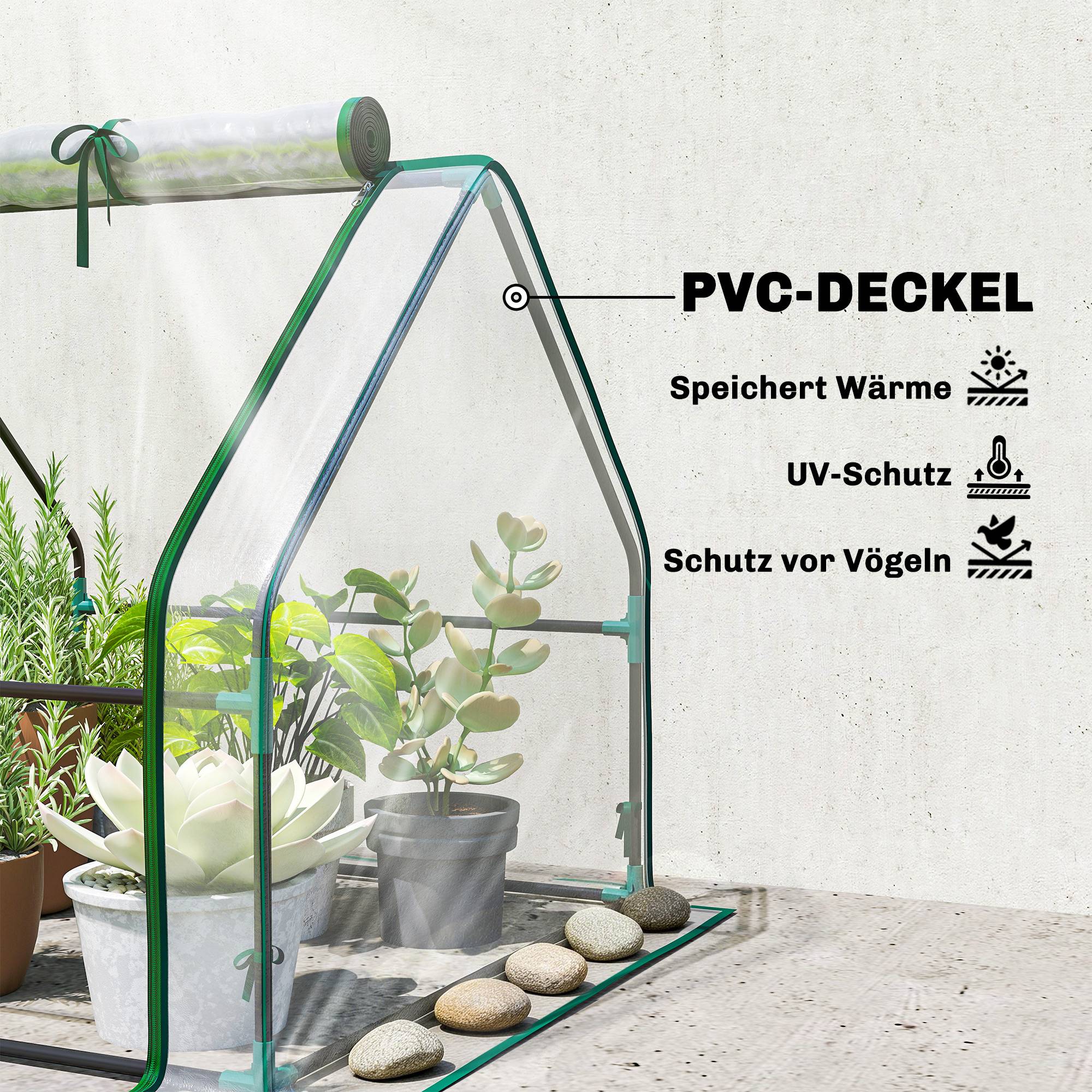 Serre portable acier PVC pour semis potager portes enroulables 180x90x90cm transparent - ComfortXL Outdoor Living - Image 6