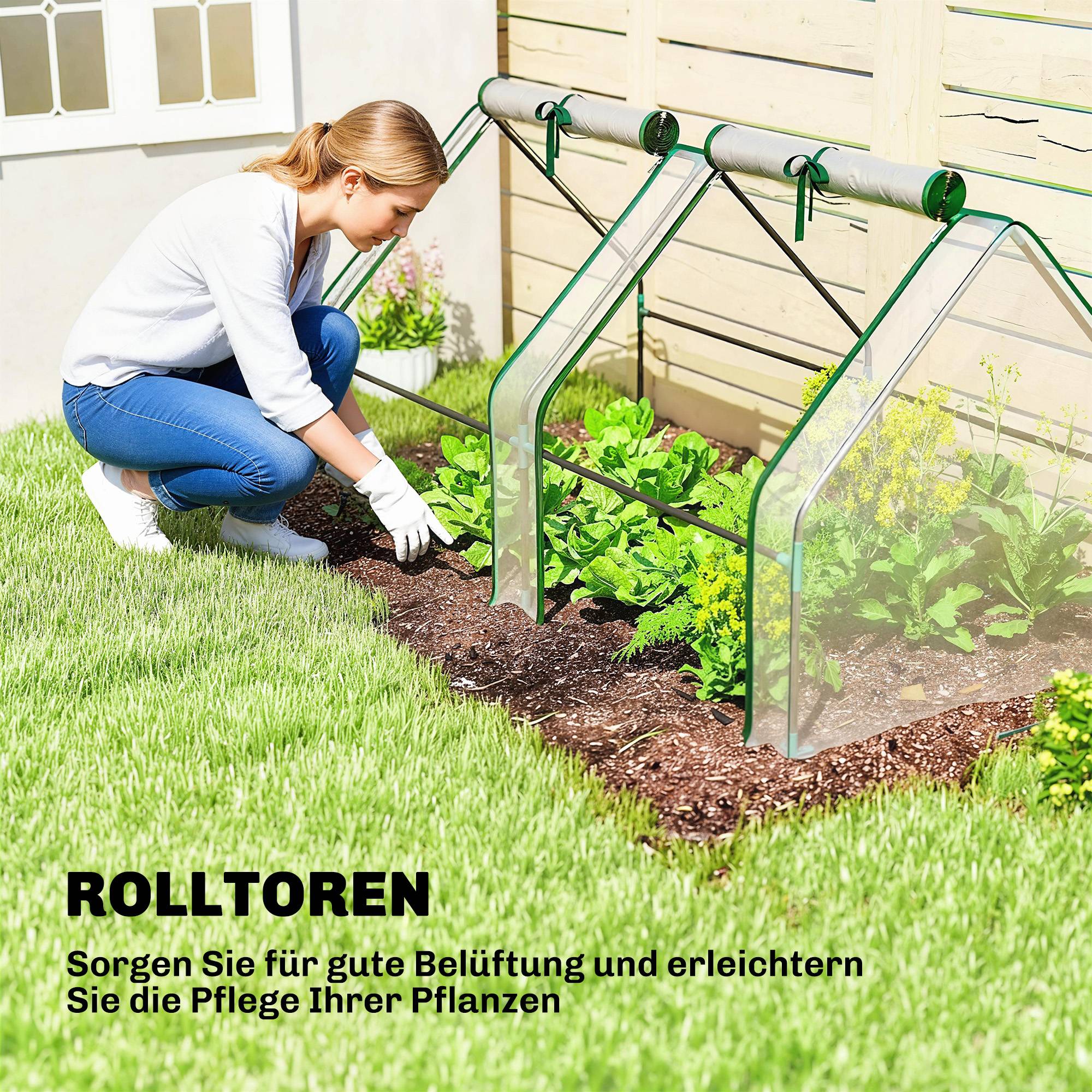 Serre portable acier PVC pour semis potager portes enroulables 180x90x90cm transparent - ComfortXL Outdoor Living - Image 9