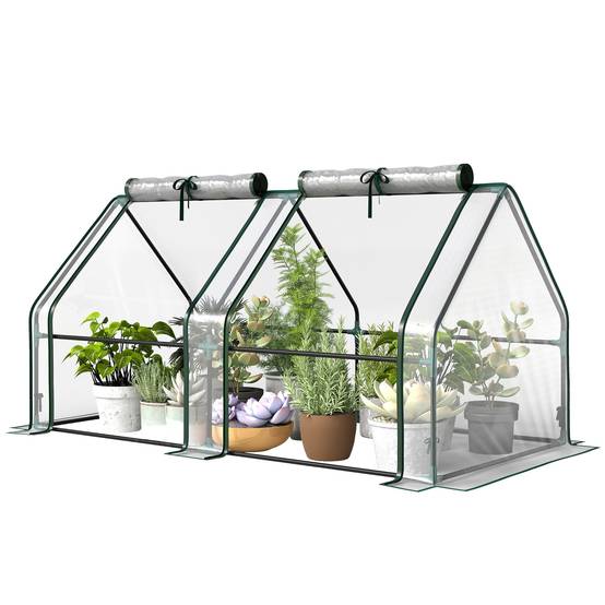 Serre portable acier PVC pour semis potager portes enroulables 180x90x90cm transparent - ComfortXL Outdoor Living - Image 2