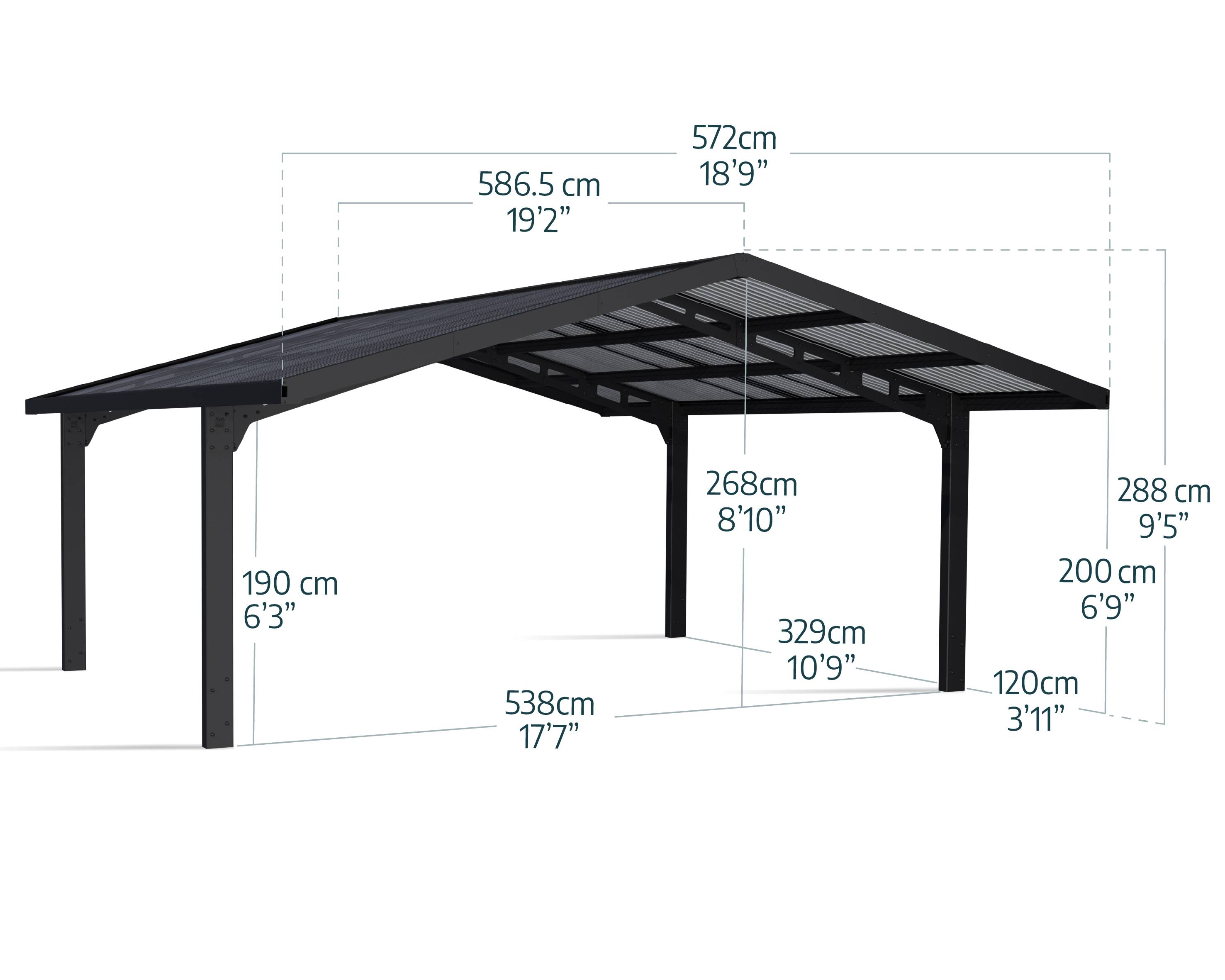 Canopia - CANOPIA CARPORT DOUBLE SYDNEY 5,4X5,9 ARC NOIR - Imagen 6