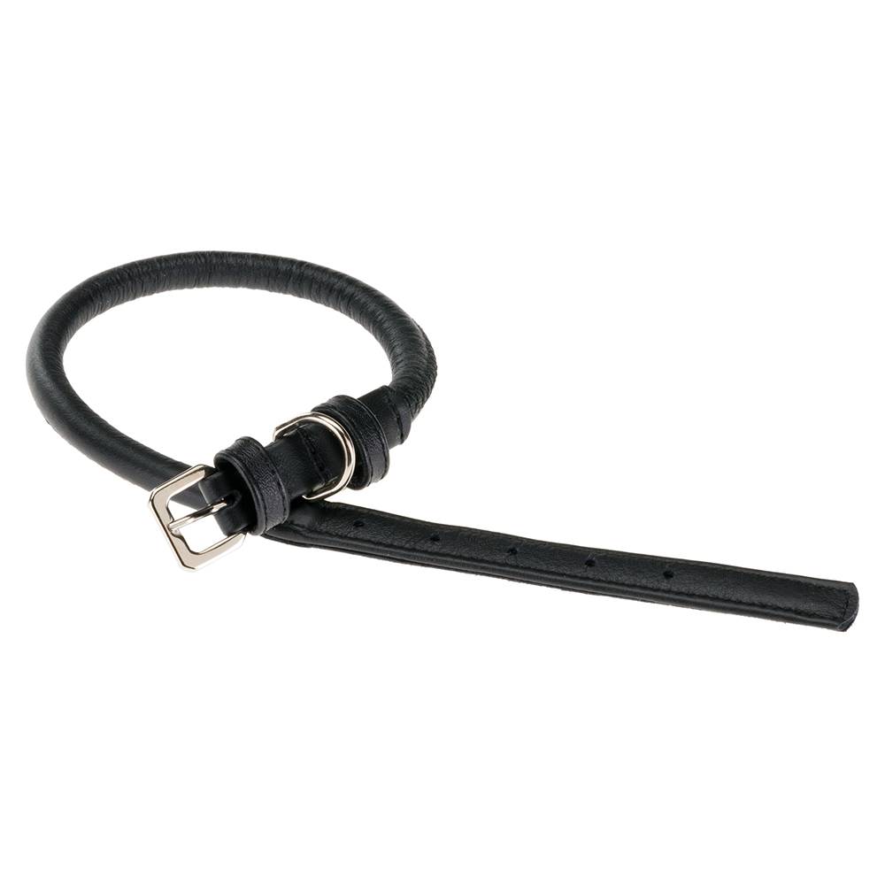 Ferplast - Collier pour Chiens VOGUE CF10/48, Lanière en Cuir Véritable, Réglable, Boucle en Métal, Noir - Imagen 1