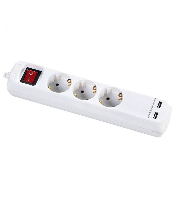 Multiprise avec interrupteur 6 fiches et 2 ports usb, câble 3x1,5 1,4 mètre alyco ALYCO 199436 - Image 1