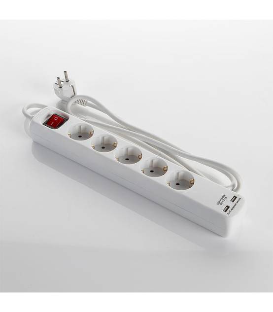 Multiprise avec interrupteur 6 fiches et 2 ports usb, câble 3x1,5 1,4 mètre alyco ALYCO 199436 - Image 3