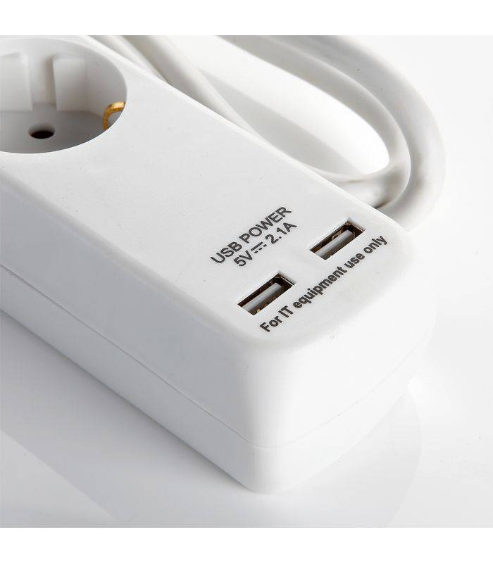 Multiprise avec interrupteur 6 fiches et 2 ports usb, câble 3x1,5 1,4 mètre alyco ALYCO 199436 - Image 4