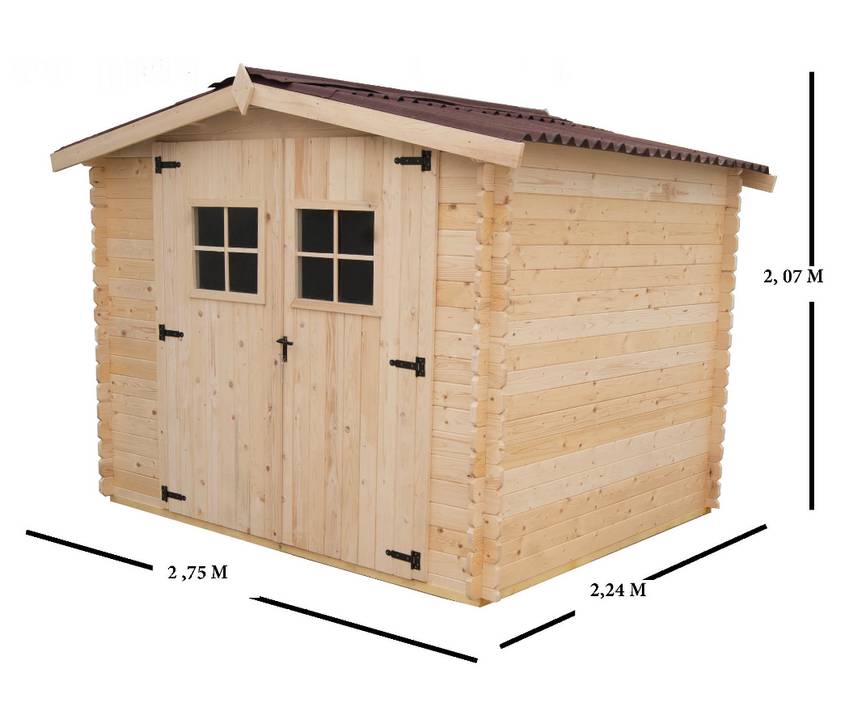 Habrita - Abri Madriers bois massif / 28 mm / surface extérieure : 6,16 m2 / toiture plaques ondulées plus grande longévité - Imagen 8