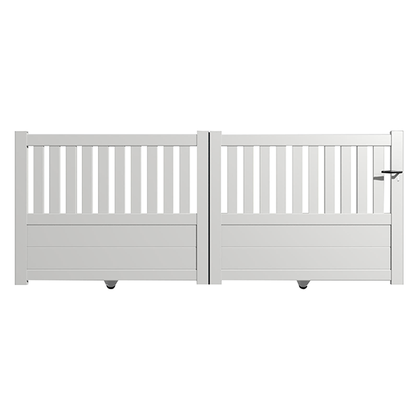 Portail Packit - Portail alu coulissant semi-ajouré en kit dim. L.4000 (entre piliers) X H.1300 mm  Blanc (RAL 9010)