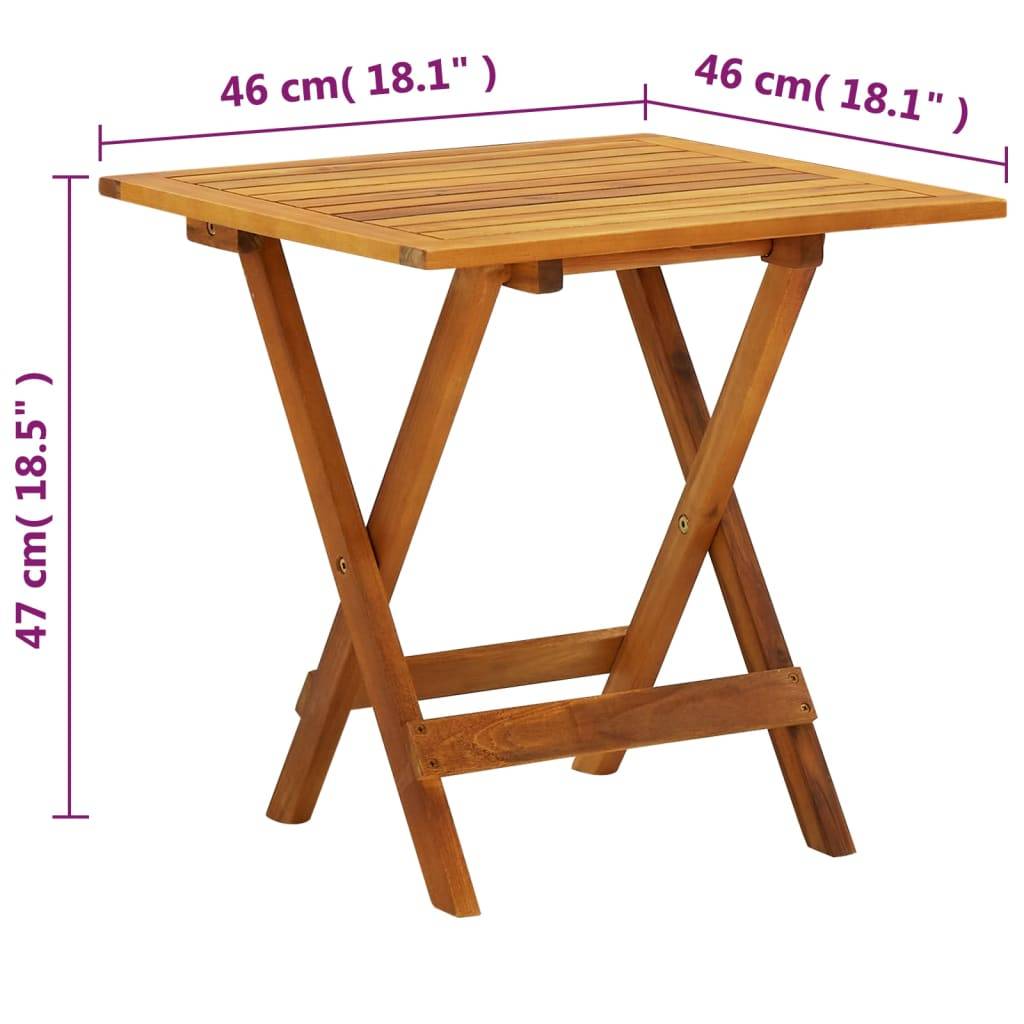 ComfortXL - Petite Table d'Appoint Pliable en Bois d'Acacia Massif, Carrée 46x46 cm, Idéale pour Balcon ou Bout de Canapé – ComfortXL Outdoor Living - Image 8