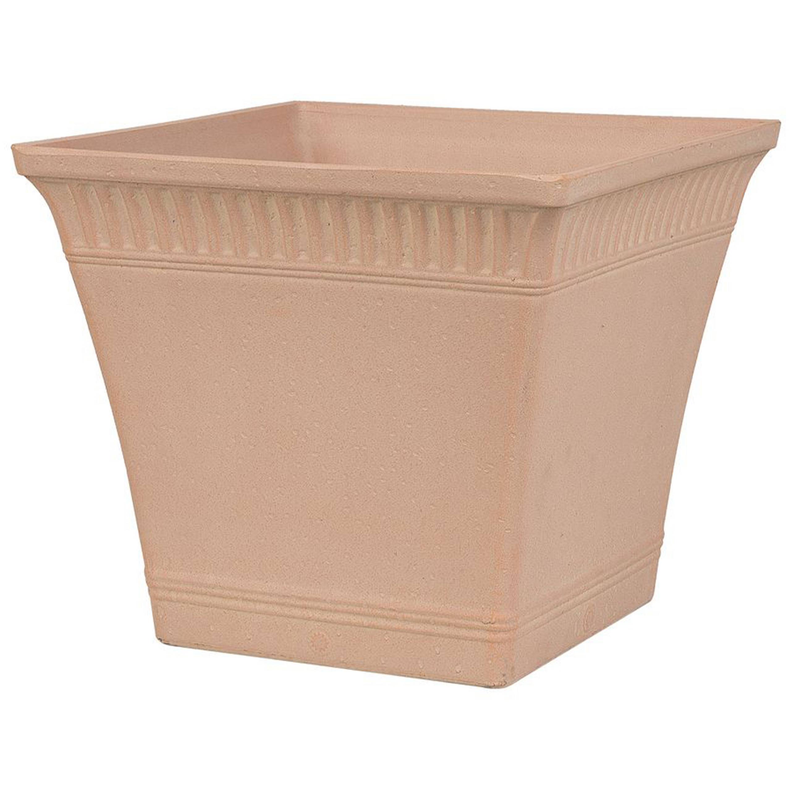 Beliani - Cache-Pot Carré Rouge Clair Effet Terracotta 34 x 34 x 30 cm Pot de Fleurs en Pierre et Polyrésine de Style Ancien pour Extérieur et Intérieur Beliani - Imagen 4