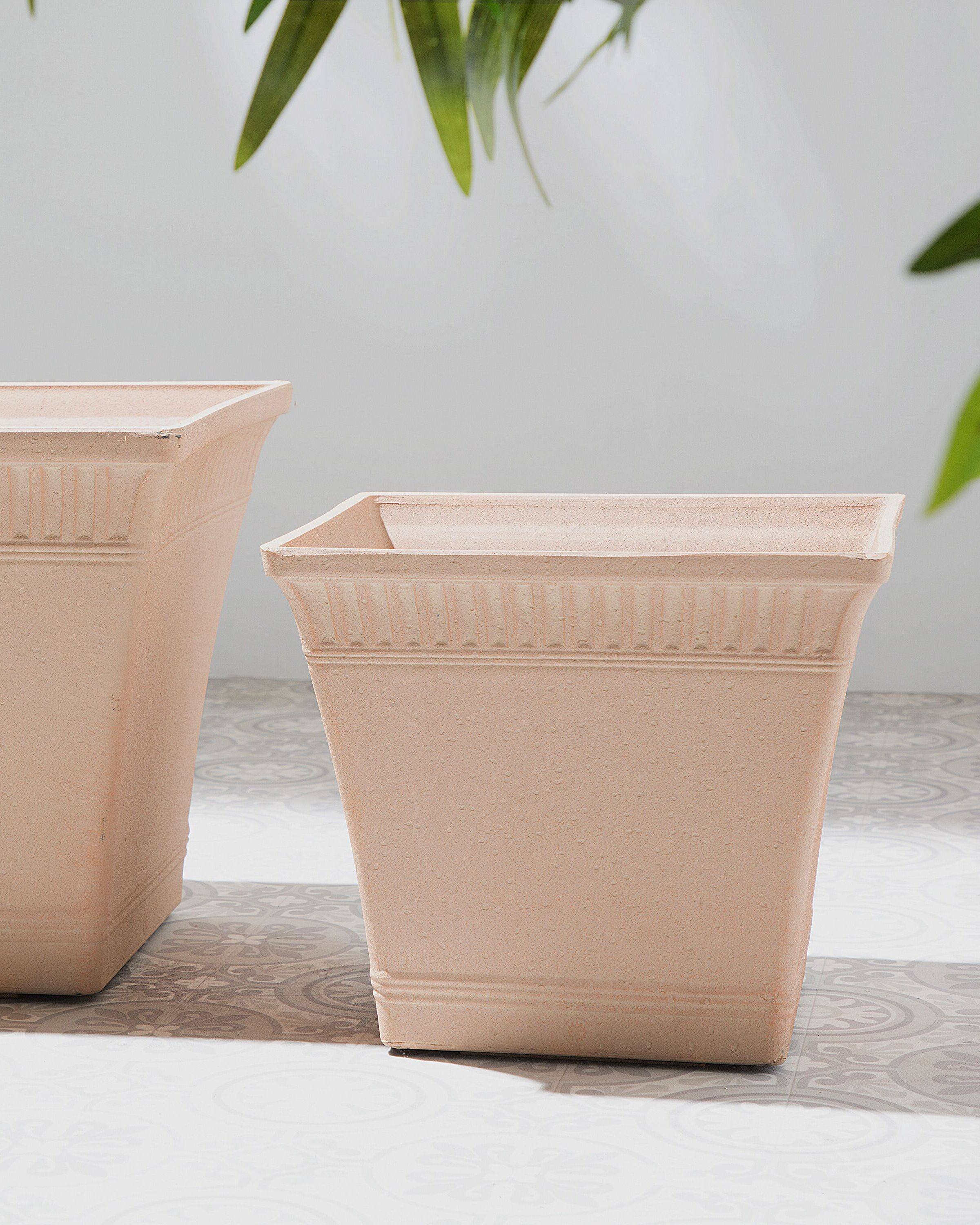 Beliani - Cache-Pot Carré Rouge Clair Effet Terracotta 34 x 34 x 30 cm Pot de Fleurs en Pierre et Polyrésine de Style Ancien pour Extérieur et Intérieur Beliani - Imagen 2