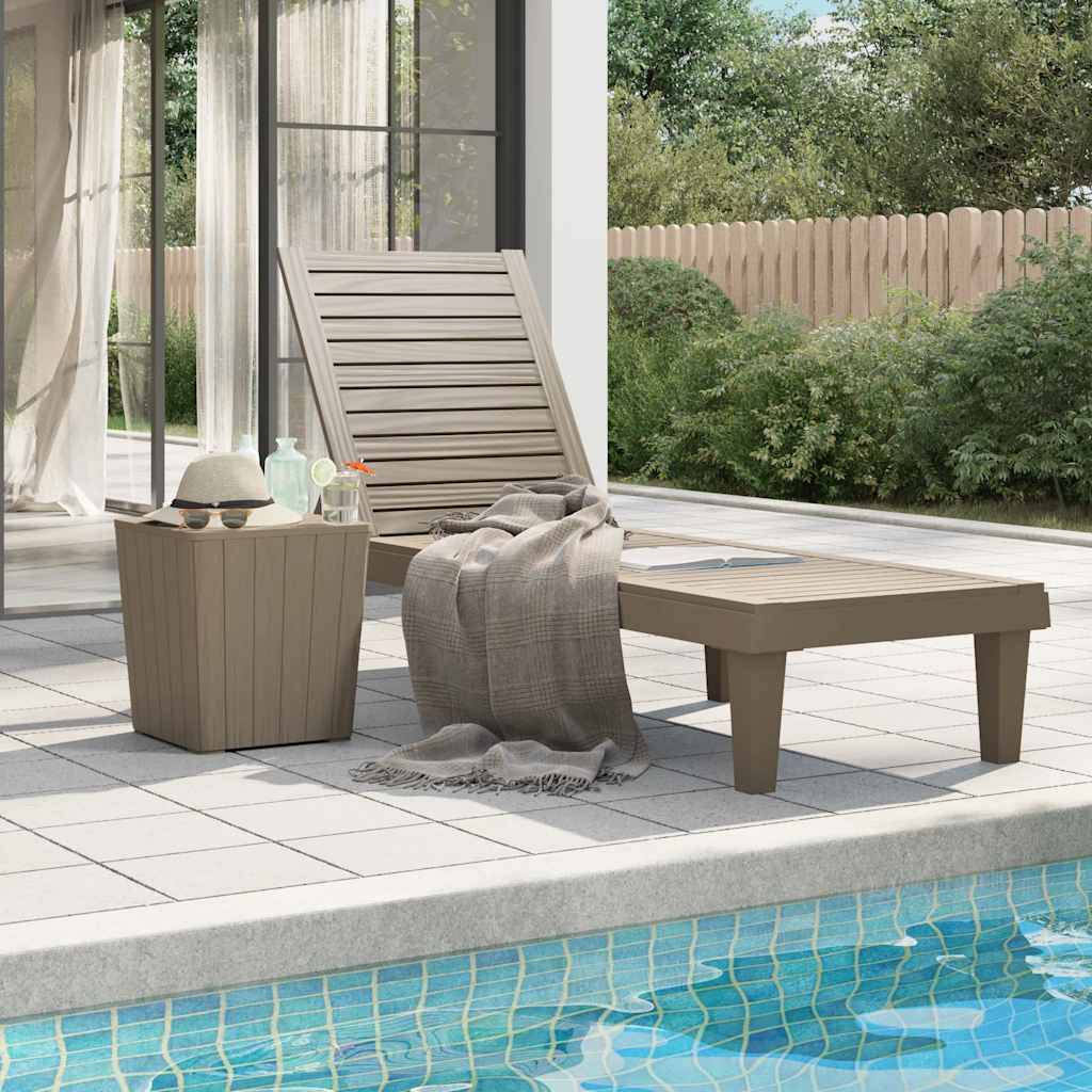 Bain de soleil imitation bois Polypropylène pour extérieur Dossier réglable Brun - ComfortXL Outdoor Living - Image 1
