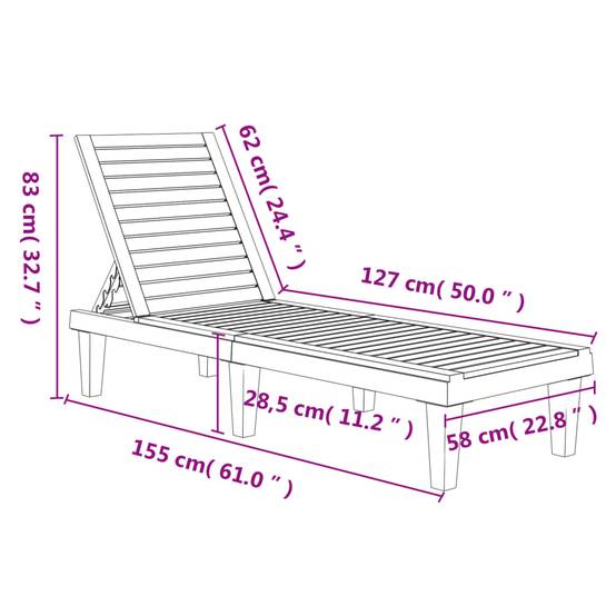 Bain de soleil imitation bois Polypropylène pour extérieur Dossier réglable Brun - ComfortXL Outdoor Living - Image 10