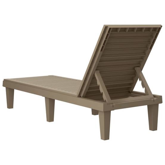 Bain de soleil imitation bois Polypropylène pour extérieur Dossier réglable Brun - ComfortXL Outdoor Living - Image 6
