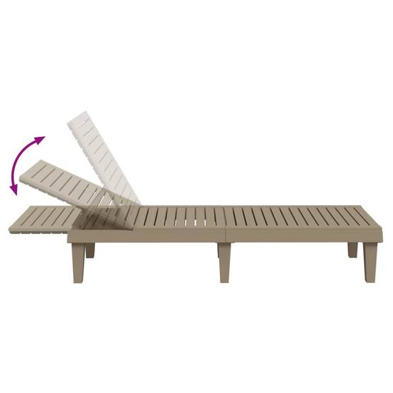 Bain de soleil imitation bois Polypropylène pour extérieur Dossier réglable Brun - ComfortXL Outdoor Living - Image 7
