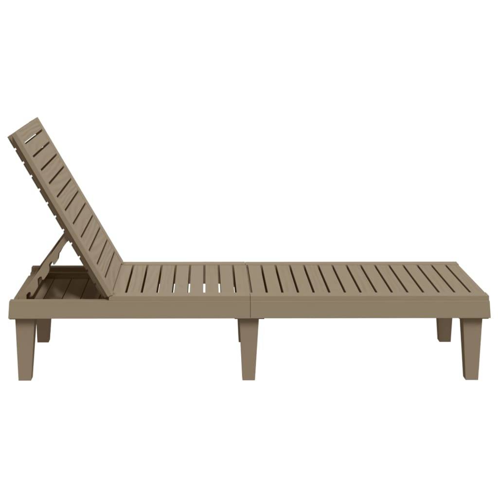 Bain de soleil imitation bois Polypropylène pour extérieur Dossier réglable Brun - ComfortXL Outdoor Living - Image 5