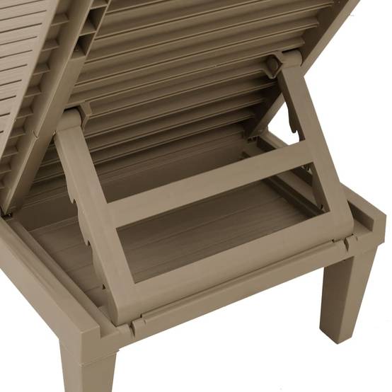 Bain de soleil imitation bois Polypropylène pour extérieur Dossier réglable Brun - ComfortXL Outdoor Living - Image 9