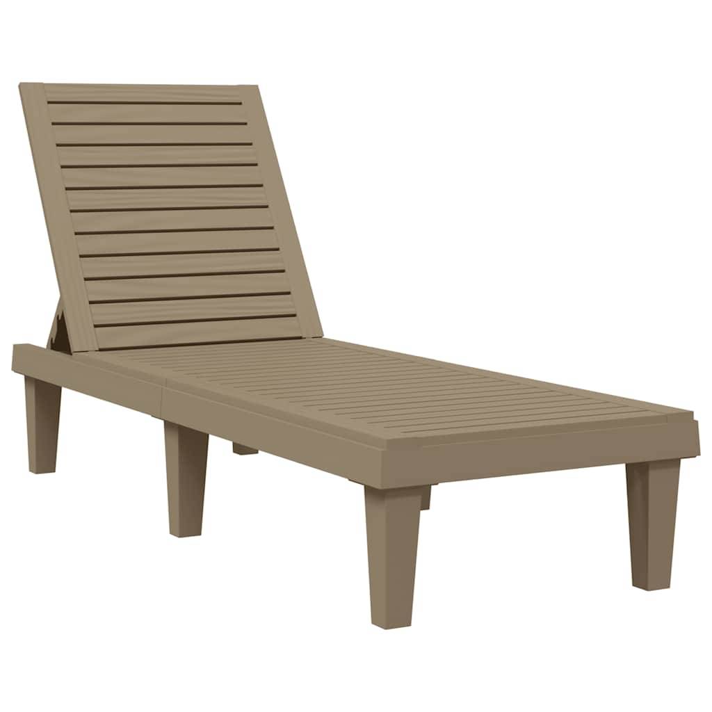 Bain de soleil imitation bois Polypropylène pour extérieur Dossier réglable Brun - ComfortXL Outdoor Living - Image 2