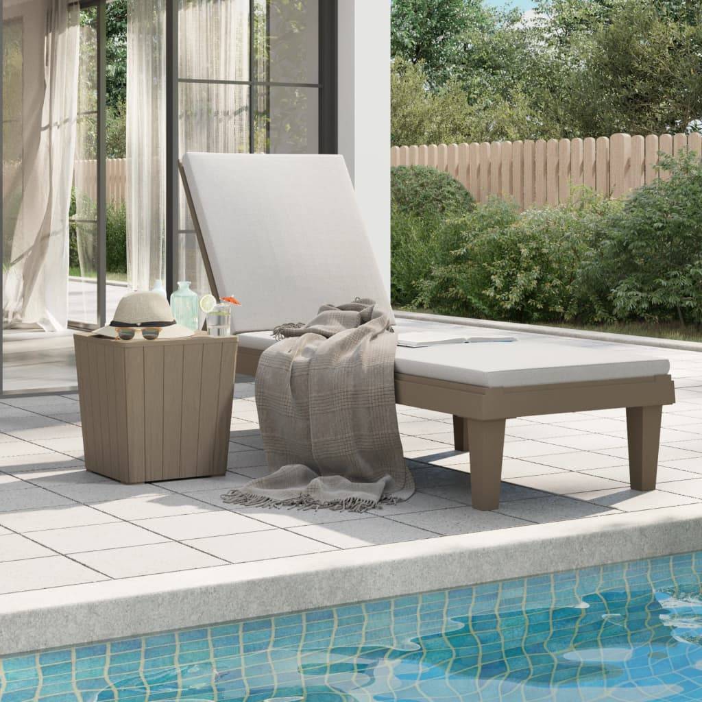Bain de soleil imitation bois Polypropylène pour extérieur Dossier réglable Brun - ComfortXL Outdoor Living - Image 3