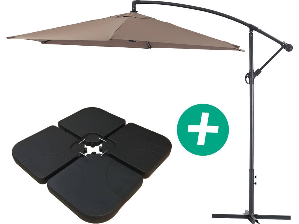 Parasol Jardin Déporté Alu "ilios" - Rond - ø 3 M - Taupe - Dalles Incluses -habitat Et Jardin - Imagen 1