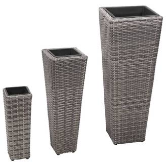 vidaXL Lit surélevé de jardin à 4 pots 80x22x79 cm Résine Tressée Noir pas cher vidaXL Lit surélevé de jardin à 4 pots 80x22x79 cm Résine Tressée Noir pas cher